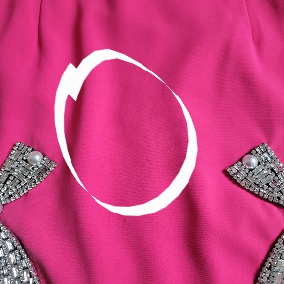 Pink Bejeweled Bow Rhinestone Mini Skirt Size Medium - Picture 7 of 9